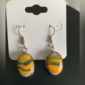 Bumblebee Jasper dangle sterling silver earrings